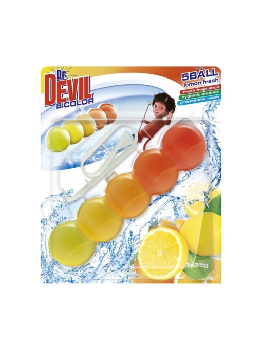 Pardoseli | Odorizant de wc bicolor lemon fresh dr devil, 1 buc | 1001cosmetice.ro