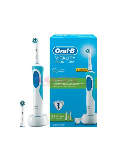 Oral b vitality plus cross action periuta electrica cu acumulator + 2 rezerve 1 - 1001cosmetice.ro