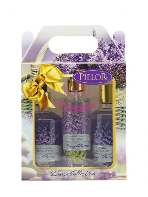 Pielor | Pielor breeze collection gel de dus 250 ml + body spray 200 ml + sapun lichid 350 ml set lavanda | 1001cosmetice.ro