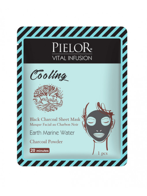 Gel & masca de curatare | Pielor vital infusion cooling black charcoal mask masca de fata textila racoritoare cu carbune negru | 1001cosmetice.ro