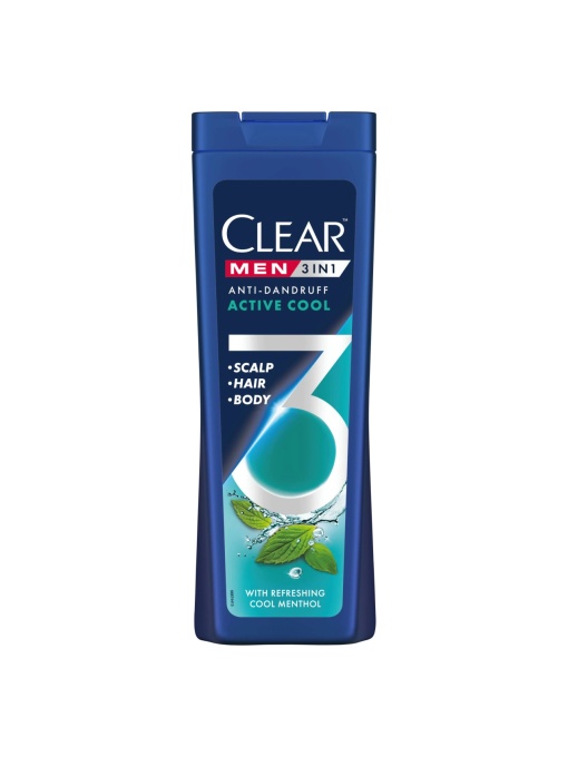 Sampon & balsam | Sampon antimatreata, balsam, gel de dus, 3in1 active cool, clear men, 360 ml | 1001cosmetice.ro
