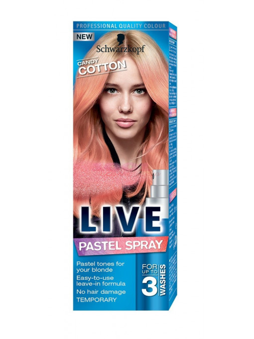 Schwarzkopf live color pastel spray colorat pentru par candy cotton 1 - 1001cosmetice.ro