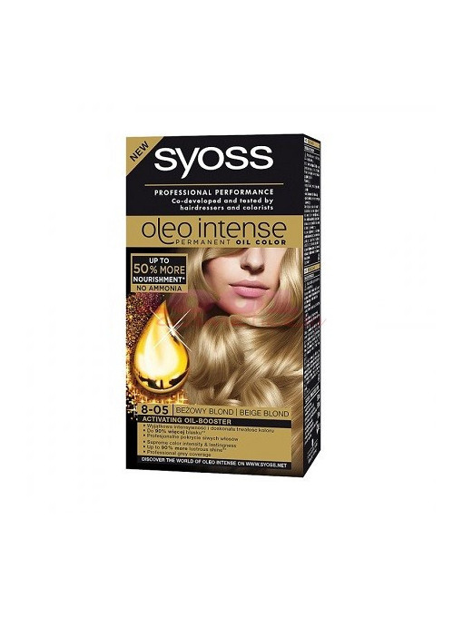 Syoss oleo intense permanent oil color vopsea de par fara amoniac blond bej 8-05 1 - 1001cosmetice.ro