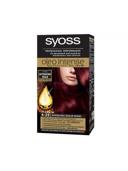 Syoss oleo intense permanent oil color vopsea de par fara amoniac roscat intens 4-29 1 - 1001cosmetice.ro