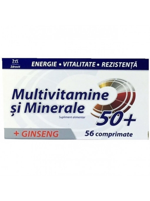 Zdrovit multivitamine si minerale + ginseng supliment alimentar 50+ cutie 56 tablete 1 - 1001cosmetice.ro