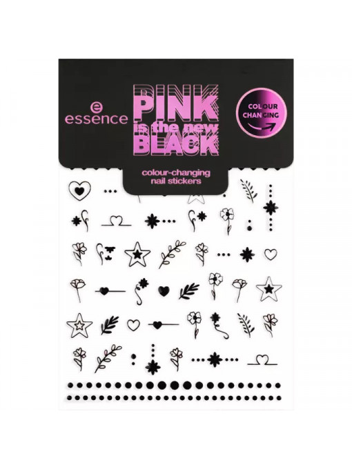 Abtibilduri de unghii culoare termica PINK îs the new BLACK, Essence