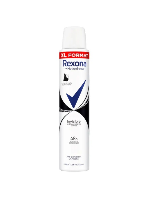 Antiperspirant deodorant spray Invisible Black and White, Rexona, 200 ml