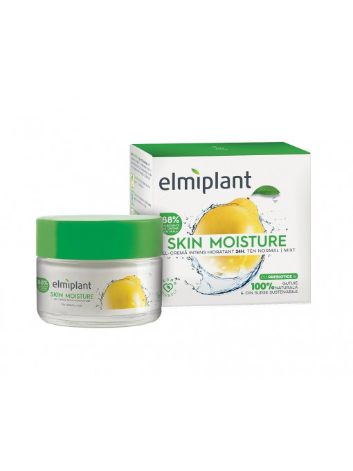 Crema hidratanta 24H, cu extract de Gutuie, pentru tenul Normal/Mixt, Elmiplant Skin Moisture, 50 ml