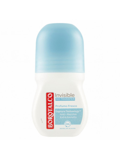 Borotalco | Deodorant antiperspirant roll on, parfumo fresco, borotalco invisibile, 50 ml | 1001cosmetice.ro