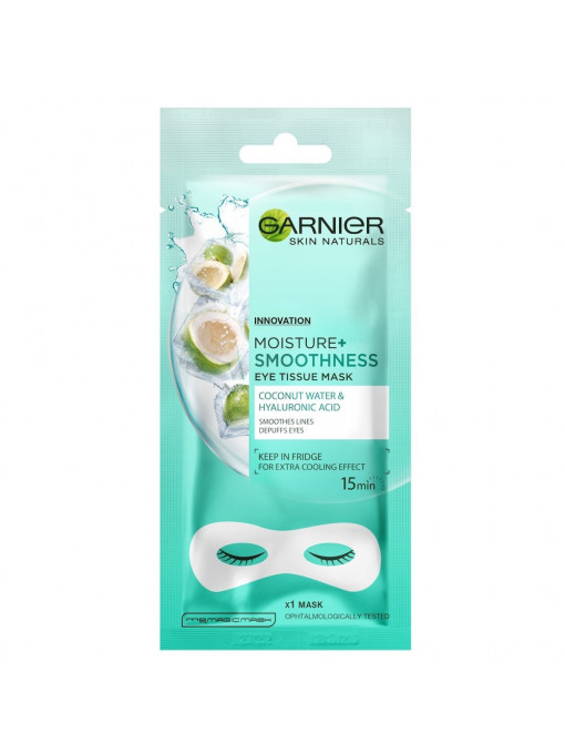 Ten | Garnier eye tissue mask masca servetel pentru ochi cu apa de cocos & acid hialuronic | 1001cosmetice.ro