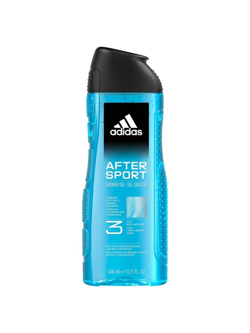 Sampon &amp; balsam, adidas | Gel de dus 3 in 1 corp, par, fata after sport, adidas, 400 ml | 1001cosmetice.ro