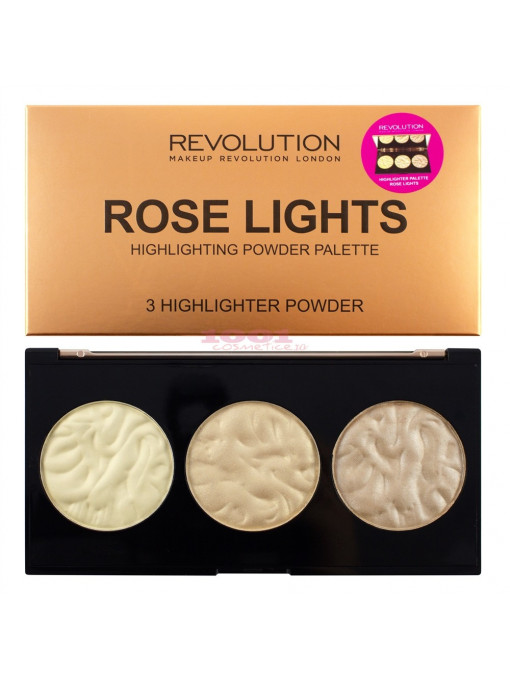 Makeup revolution highlighting powder rose lights paleta 3 iluminatoare 1 - 1001cosmetice.ro
