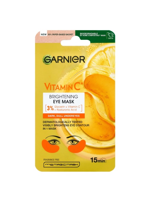 Gel &amp; masca de curatare | Masca servetel pentru ochi, skin naturals, cu efect de iluminare si vitamina c, garnier, 5 g | 1001cosmetice.ro