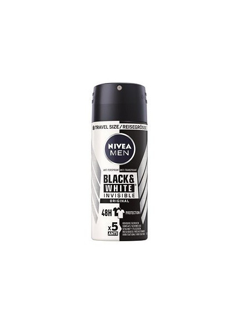 Parfumuri barbati, nivea | Nivea for men black & white deo spray antiperspirant travel 100 ml | 1001cosmetice.ro