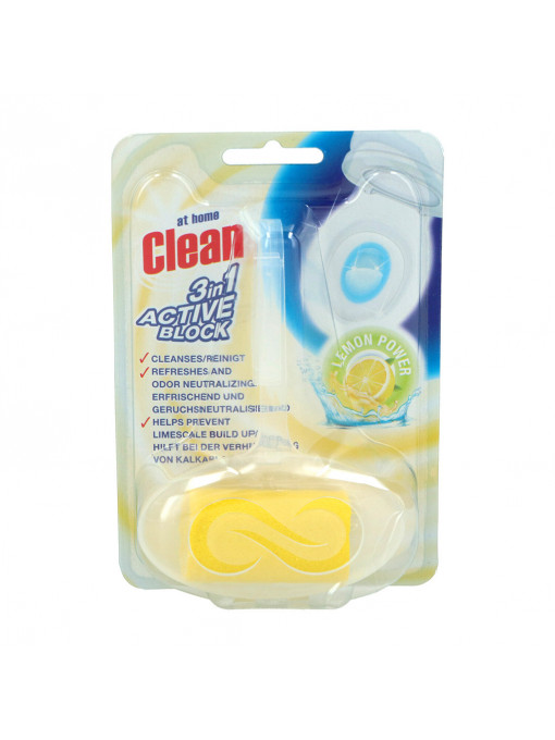 Curatenie, at home | Odorizant de toaleta at home clean 3in1 active block, lemon power, 40 g | 1001cosmetice.ro