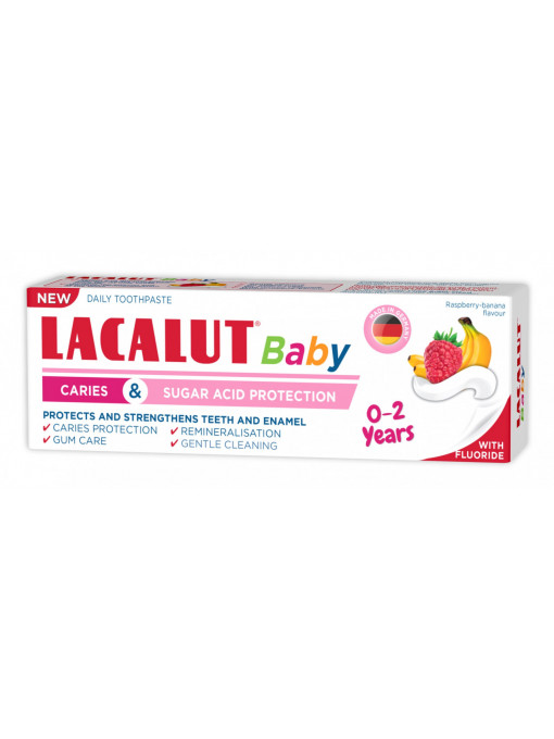 Lacalut | Pasta de dinti cu protectie anticarie si zaharuri, pentru copii 0-2 ani, lacalut baby | 1001cosmetice.ro