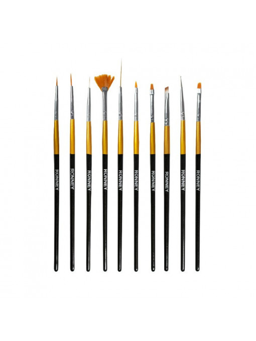 Accesorii unghii, ronney | Ronney professional set 10 pensule pentru manichiura rn 00468 | 1001cosmetice.ro