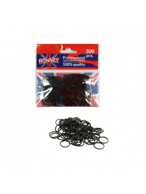 Ronney professional set 300 elastice din silcon culoare negru 1 - 1001cosmetice.ro
