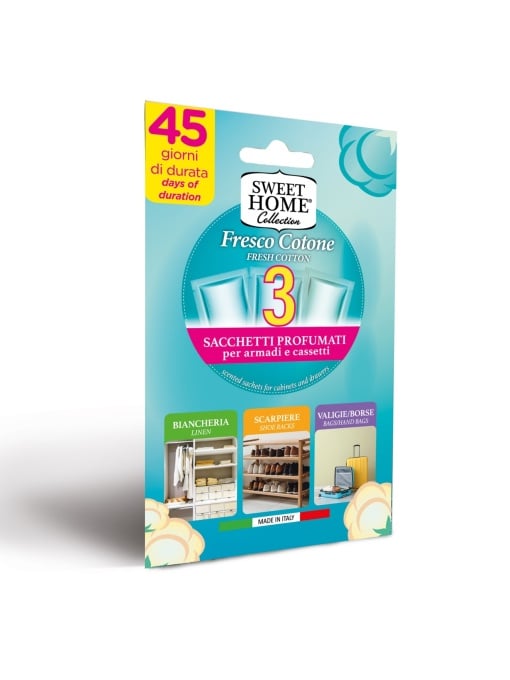 Set 3 Saculeti parfumati pentru sertare si dulapuri Sweet Home Fresco Cotone