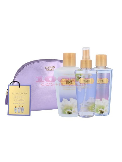 Victoria secret secret charm body spray 125 ml + body lotion 125 ml + shower gel 125 ml + cosmetic bag set 1 - 1001cosmetice.ro