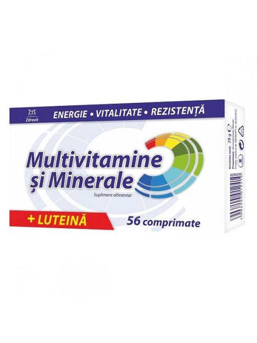 Zdrovit multivitamine si minerale + luteina supliment alimentar cutie 56 tablete 1 - 1001cosmetice.ro