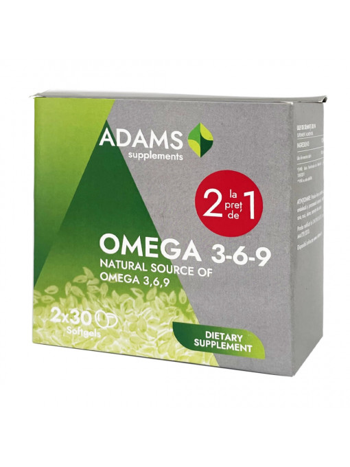 Suplimente &amp; produse bio, afectiuni: cardiovascular | Adams supplements omega 3 1000 mg ulei de peste 180epa/120dha pachet 1+1 gratis | 1001cosmetice.ro