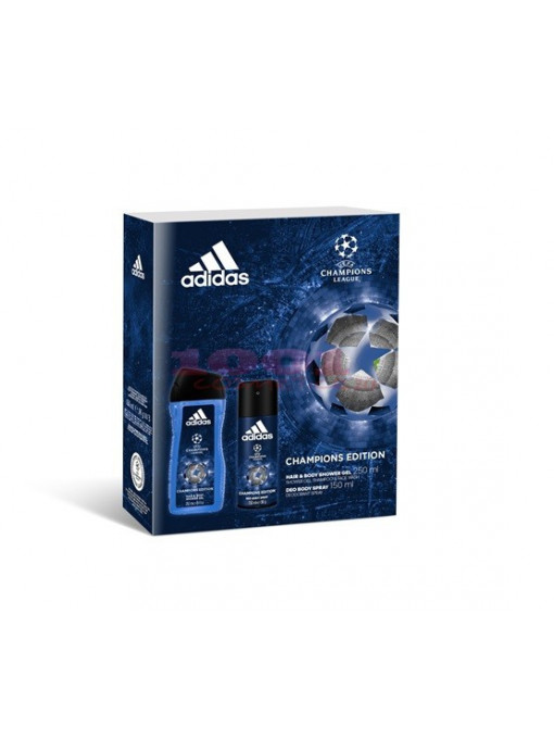 Adidas uefa champions edition deodorant body spray 150 ml + gel de dus 250 ml set 1 - 1001cosmetice.ro