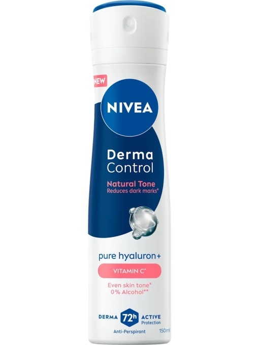 Spray &amp; stick dama | Antiperspirant 72h derma control natural tone 0% alcool, nivea, 150 ml | 1001cosmetice.ro