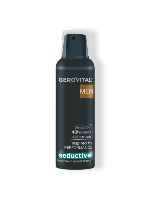 Spray &amp; stick barbati, gerovital | Antiperspirant spray 0% alcool, fara pete albe, seductive, gerovital men, 150 ml | 1001cosmetice.ro