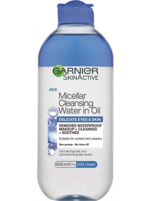 Apa micelara Bifazica cu Apa de Albastrele, pentru ten sensibil, Garnier Skin Naturals, 400 ml