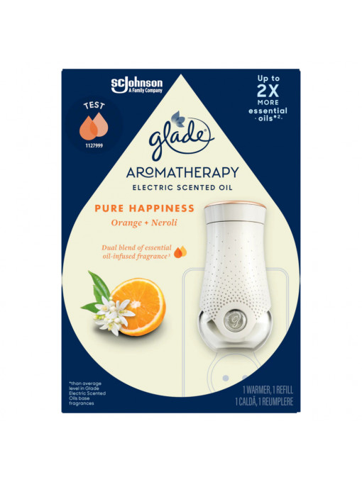 Odorizante camera, glade | Aparat aromatherapy cu rezerva pure happiness orange + neroli glade, 20 ml | 1001cosmetice.ro