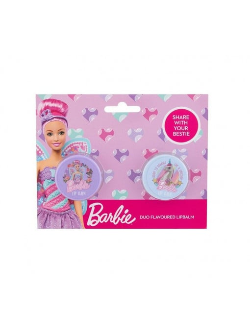 Ruj &amp; gloss, disney - barbie | Barbie duo flavoured lip balm balsam de buze set 2 | 1001cosmetice.ro
