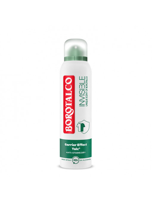 Borotalco | Deodorant antiperspirant spray cu miros de proaspat de borotalco, borotalco invisible, 150 ml | 1001cosmetice.ro