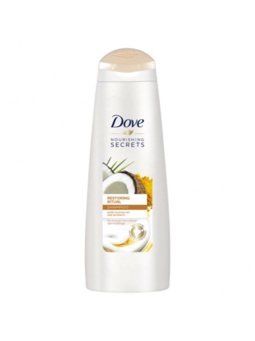 Ingrijirea parului, dove | Dove restoring ritual shampoo sampon pentru par mai puternic cu ulei de cocos si turmeric | 1001cosmetice.ro