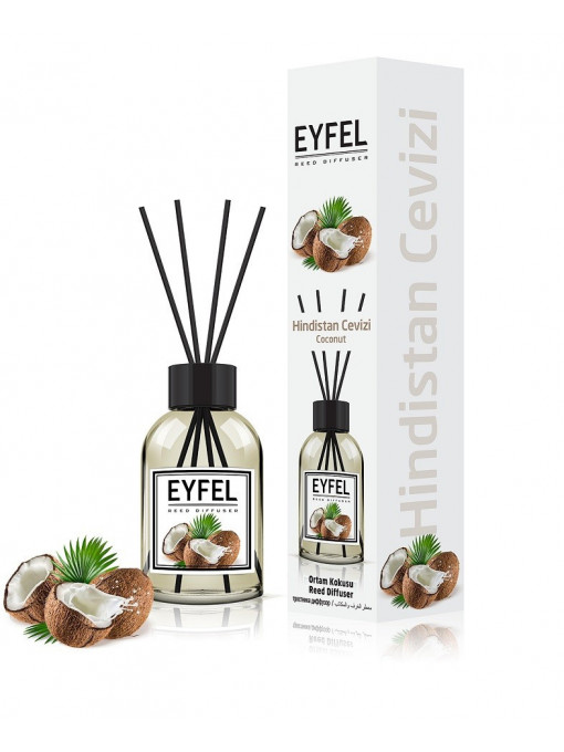 Eyfel | Eyfel reed diffuser odorizant betisoare pentru camera cu miros de cocos | 1001cosmetice.ro