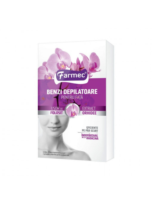 Depilare, farmec | Farmec benzi depilatoare pentru fata cu extract de orhidee | 1001cosmetice.ro