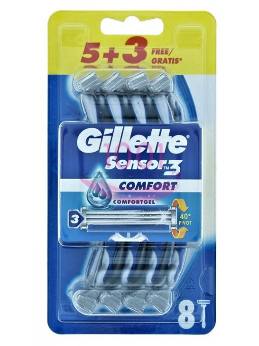 Gillette sensor 3 lame comfort aparat de ras set 8 bucati 1 - 1001cosmetice.ro