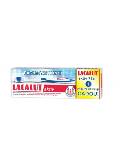 Igiena orala, lacalut | Lacalut aktiv pasta de dinti + periuta de dinti cadou | 1001cosmetice.ro