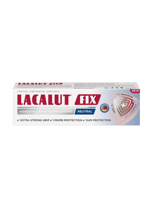 Igiena orala, utilizare: adezivi proteze | Lacalut fix crema adeziva extra strong neutral | 1001cosmetice.ro