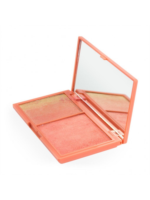 Makeup revolution i heart revolution peach and glow blush si highliter 1 - 1001cosmetice.ro