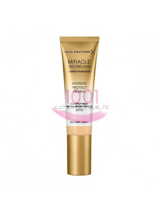 Make-up, max factor | Max factor miracle second skin fond de ten hybrid fair light 02 | 1001cosmetice.ro