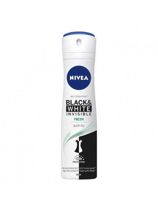 Spray &amp; stick dama, nivea | Nivea black & white fresh 48h anti-perspirant deodorant spray femei | 1001cosmetice.ro