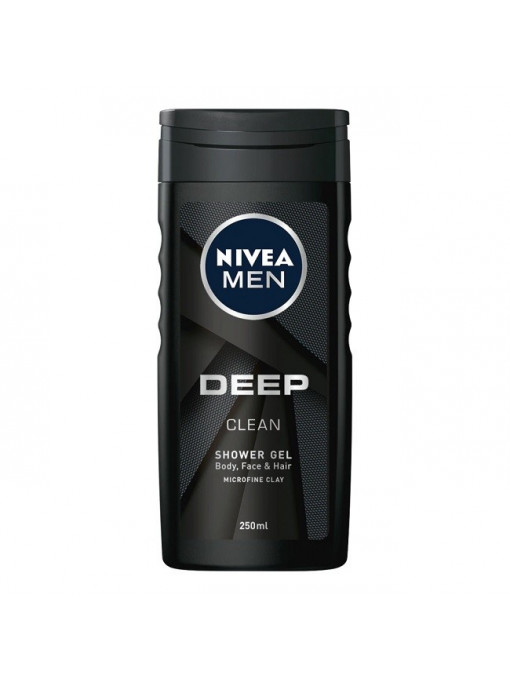 Gel de dus | Nivea men deep clean body & face & hair shower gel | 1001cosmetice.ro