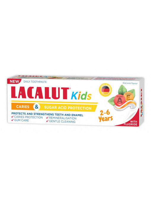 Igiena orala | Pasta de dinti cu protectie anticarie si zaharuri, pentru copii 2-6 ani, lacalut kids | 1001cosmetice.ro