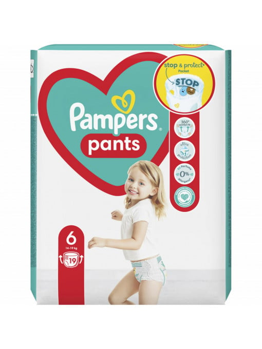 Copii | Scutece chilotei pentru copii, baby dry pants pampers, nr.6, 14-19 kg, pachet 19 bucati | 1001cosmetice.ro