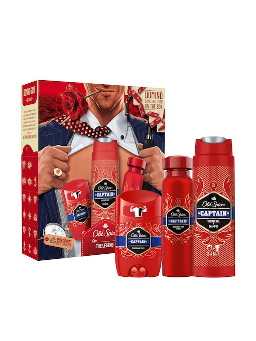 Parfumuri barbati | Set cadou gel de dus 250 ml + deodorant stick 50 ml + deodorant spray 150 ml, captain, old spice | 1001cosmetice.ro