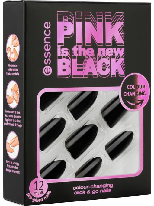 Unghii | Unghii false cu schimbare de culoare termica pink îs the new black, essence | 1001cosmetice.ro