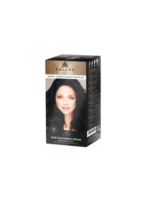 Par | Vopsea pentru par, kallos glow, negru albastrui 110 | 1001cosmetice.ro