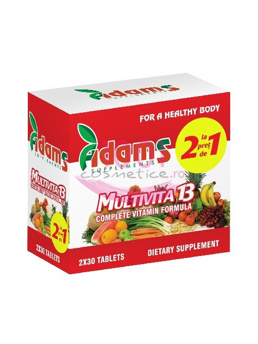 Vitamine &amp; suplimente, adams | Adams supplements multivita 13 pachet 1+ 1 gratis 2 x 30 tablete | 1001cosmetice.ro
