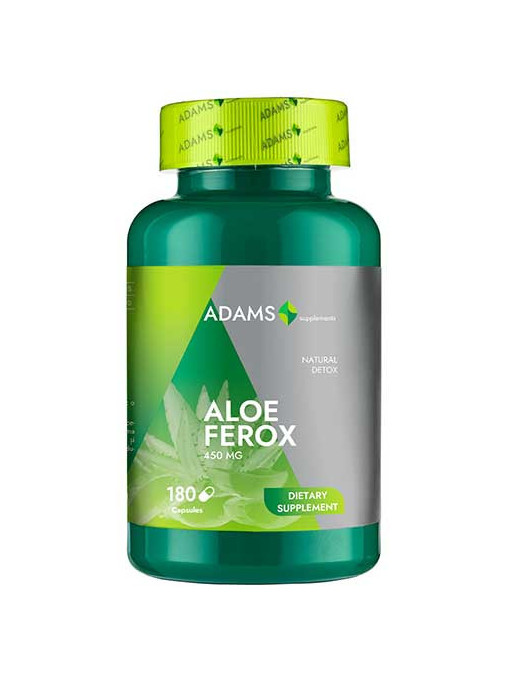 Suplimente &amp; produse bio, adams | Aloe ferox natural detox, supliment alimentar 450 mg, adams, cutie 180 capsule | 1001cosmetice.ro